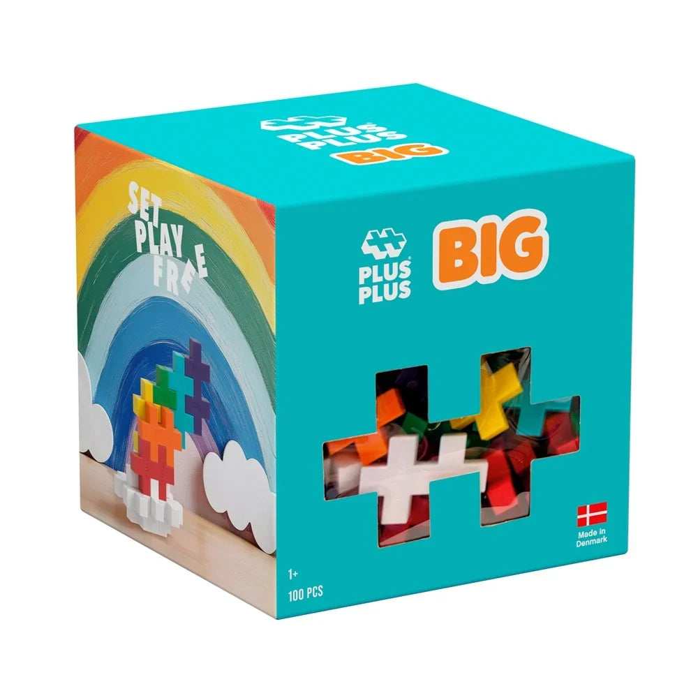 Plus-Plus BIG Rainbow Mix 100-piece construction set with oversized colourful building pieces for toddlers
