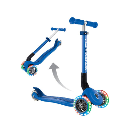 Globber - JUNIOR FOLDABLE LIGHTS Scooter - Navy Blue