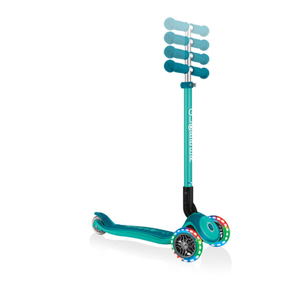 Globber PRIMO Foldable Plus  Scooter with Light Up Wheels - Emerald Green