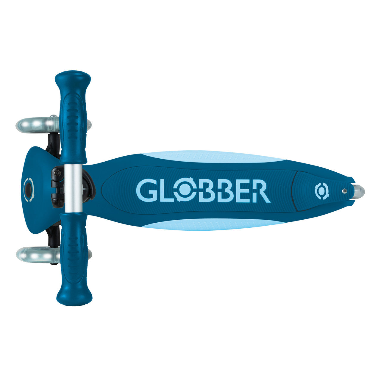 Globber - PRIMO FOLDABLE PLUS  Scooter with Lights  - Petrol Blue/Light Blue