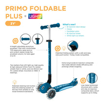 Globber - PRIMO FOLDABLE PLUS  Scooter with Lights  - Petrol Blue/Light Blue