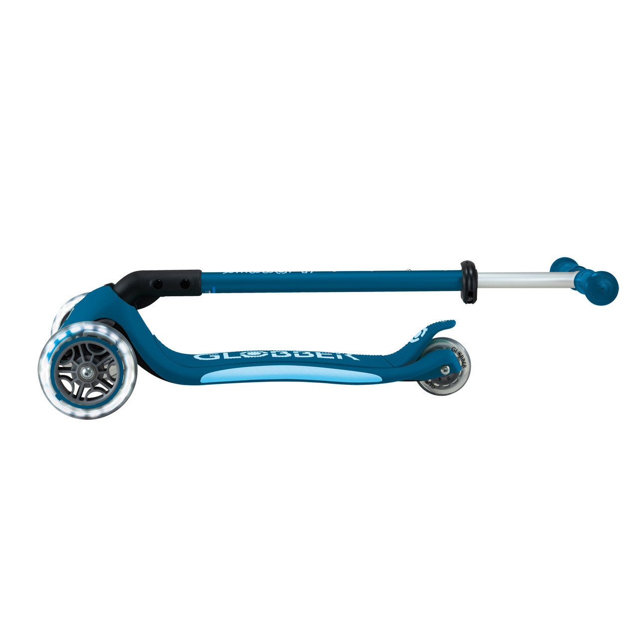 Globber - PRIMO FOLDABLE PLUS  Scooter with Lights  - Petrol Blue/Light Blue