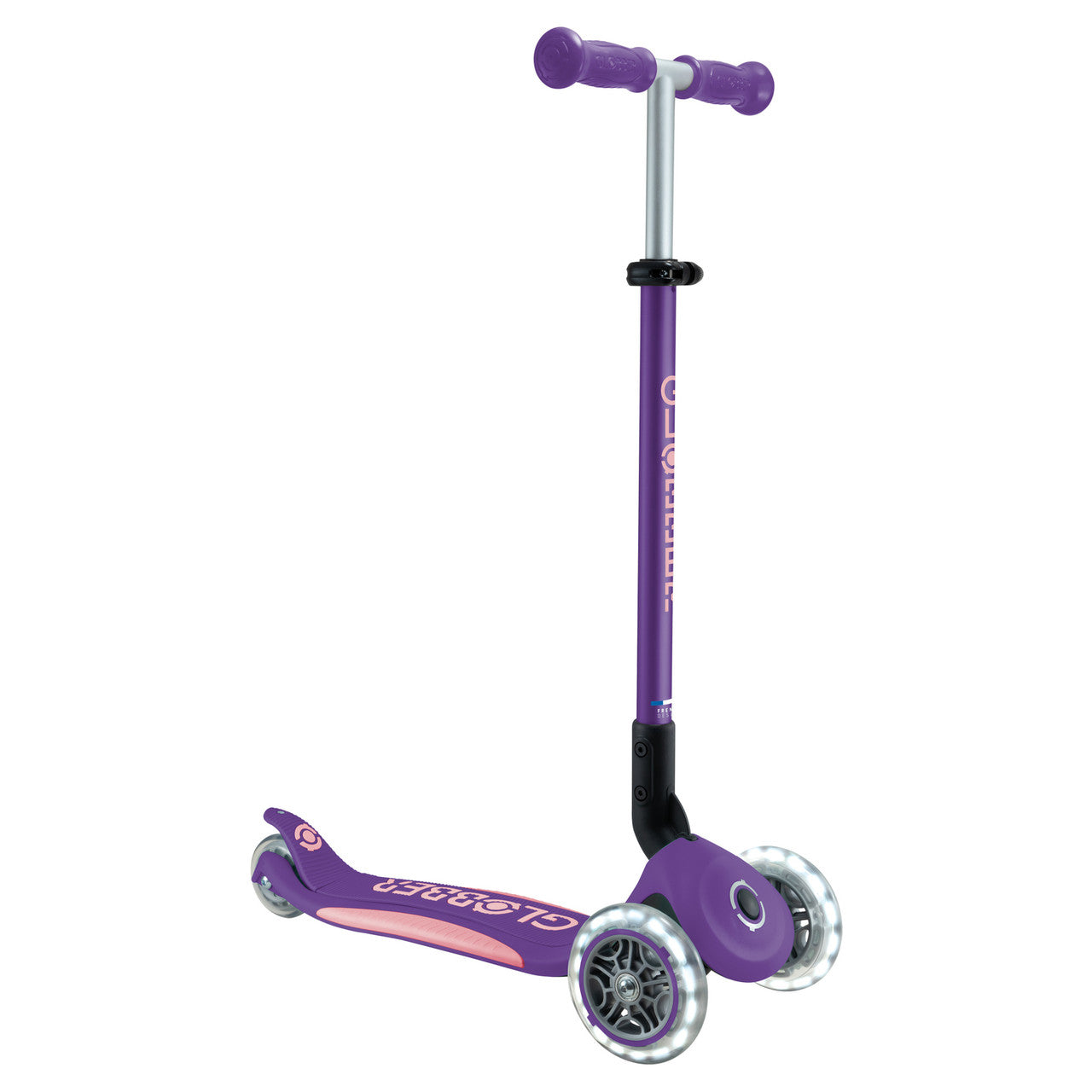 Globber - PRIMO FOLDABLE PLUS Scooter with Lights - Purple/Pastel Pink