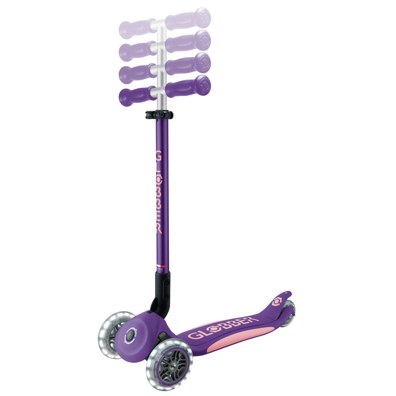 Globber - PRIMO FOLDABLE PLUS Scooter with Lights - Purple/Pastel Pink