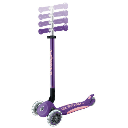 Globber - PRIMO FOLDABLE PLUS Scooter with Lights - Purple/Pastel Pink