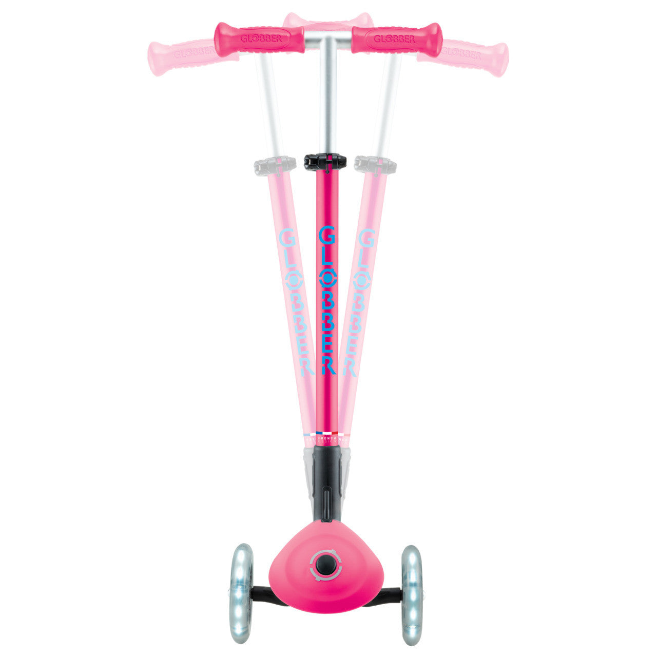 Globber - PRIMO FOLDABLE PLUS  Scooter with Lights - Fushia Pink/ Sky Blue