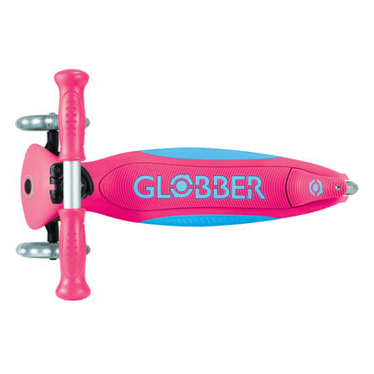Globber - PRIMO FOLDABLE PLUS  Scooter with Lights - Fushia Pink/ Sky Blue