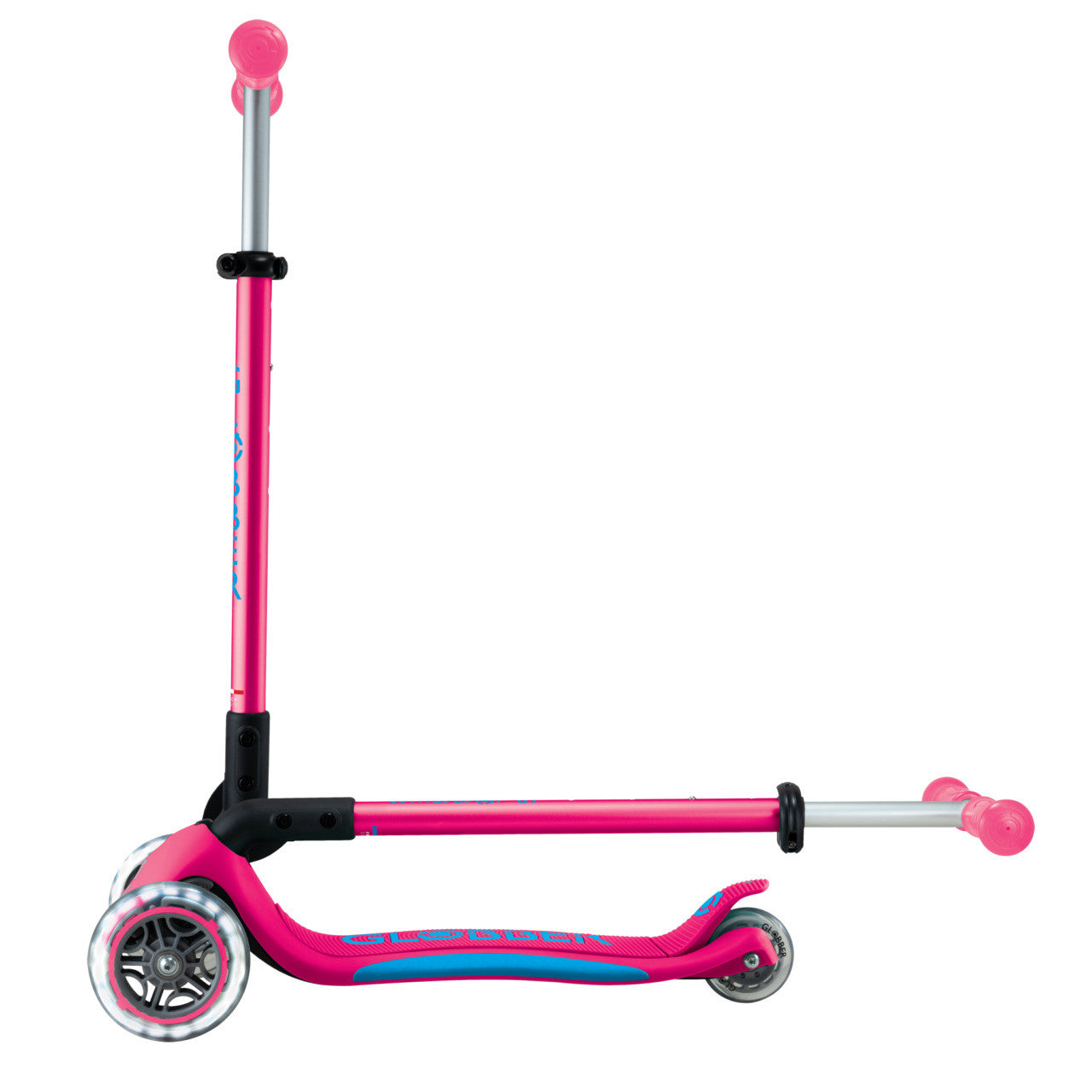 Globber - PRIMO FOLDABLE PLUS  Scooter with Lights - Fushia Pink/ Sky Blue