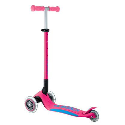 Globber - PRIMO FOLDABLE PLUS  Scooter with Lights - Fushia Pink/ Sky Blue