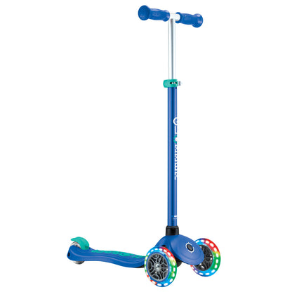 Globber Primo PLUS with LIGHTS 3 Wheel Scooter - Navy Blue/ Emerald Green