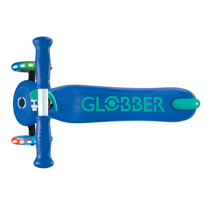 Globber Primo PLUS with LIGHTS 3 Wheel Scooter - Navy Blue/ Emerald Green
