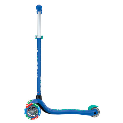 Globber Primo PLUS with LIGHTS 3 Wheel Scooter - Navy Blue/ Emerald Green
