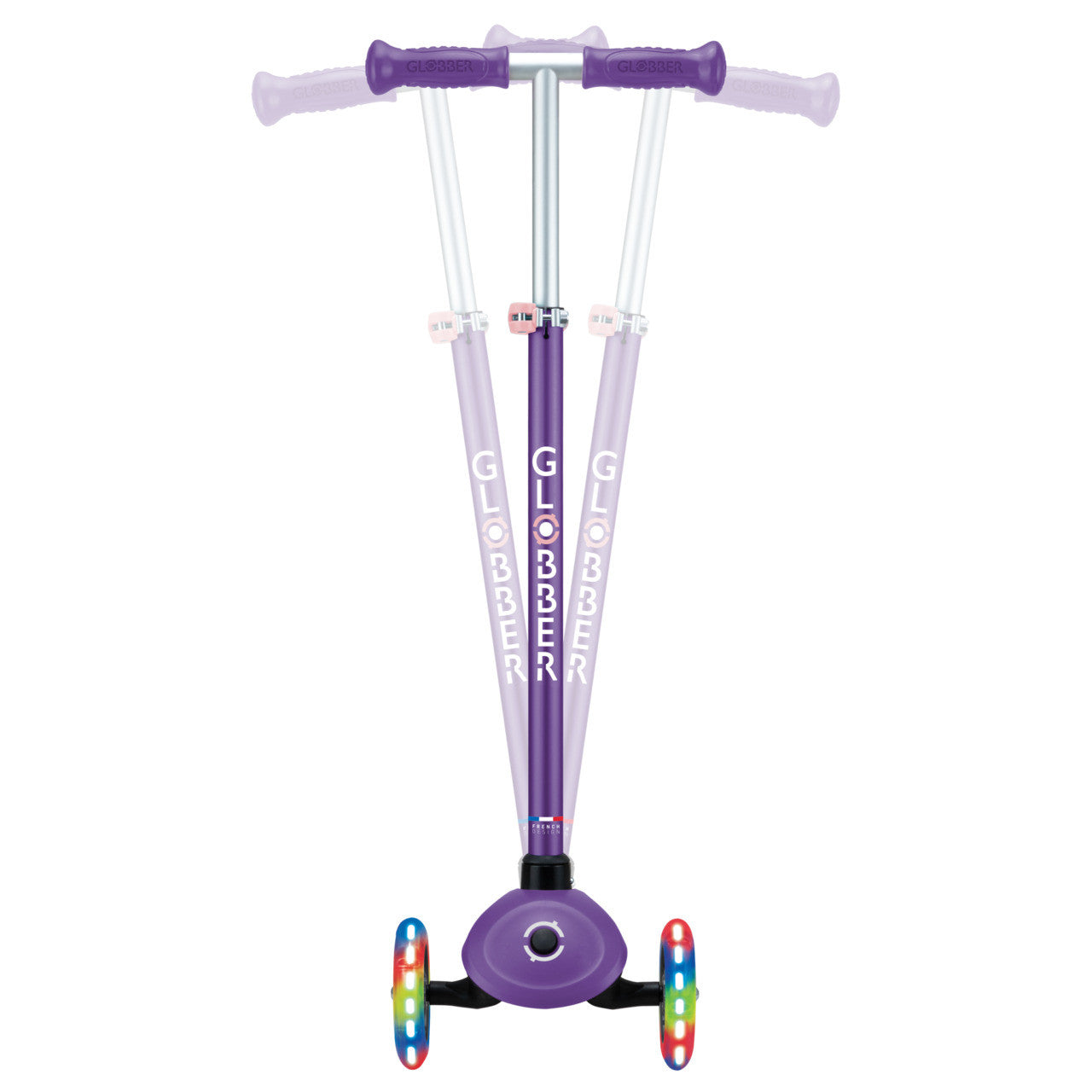 Globber - PRIMO PLUS with LIGHTS Scooter - Purple/ Pastel Pink