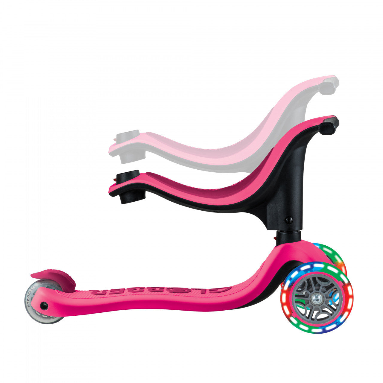 Globber - GO UP SPORTY Lights Scooter - Fuchsia Pink/ Dark Pink