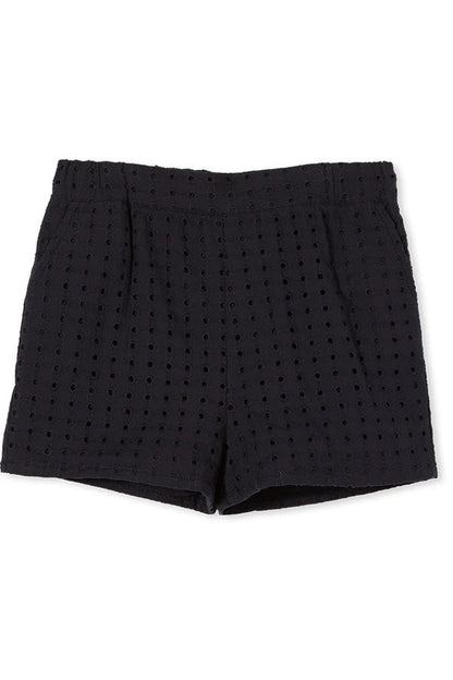 Navy Broderie Shorts