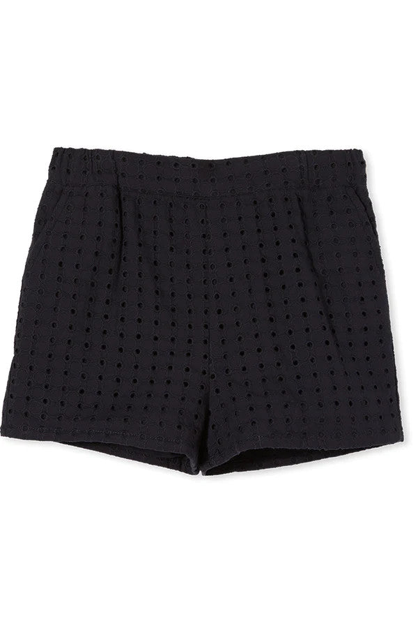 Navy Broderie Shorts