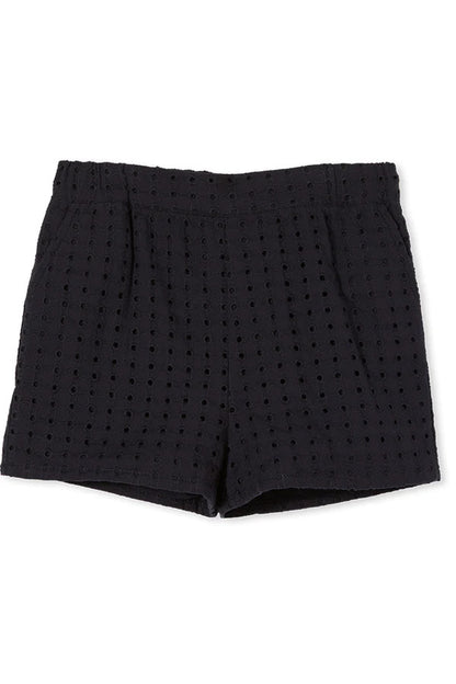 Navy Broderie Shorts
