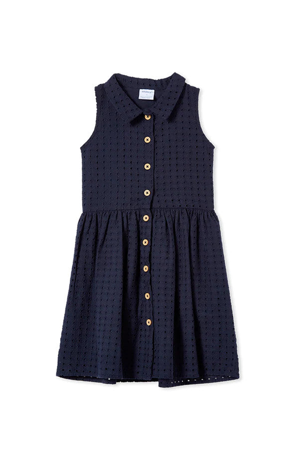 Navy Broderie Dress