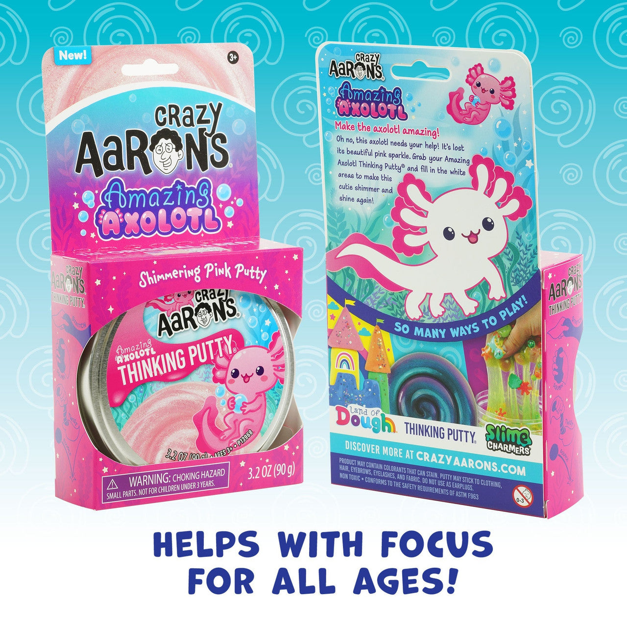 Crazy Aaron's Thinking Putty - Amazing Axolotl 4" Tin