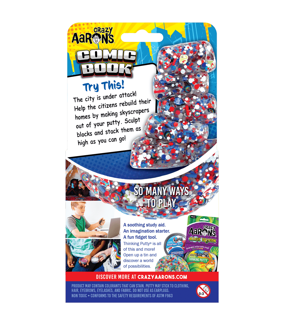 Crazy Aaron's  Thinking Putty- Trendsetters - Comic Book - 4" Tin