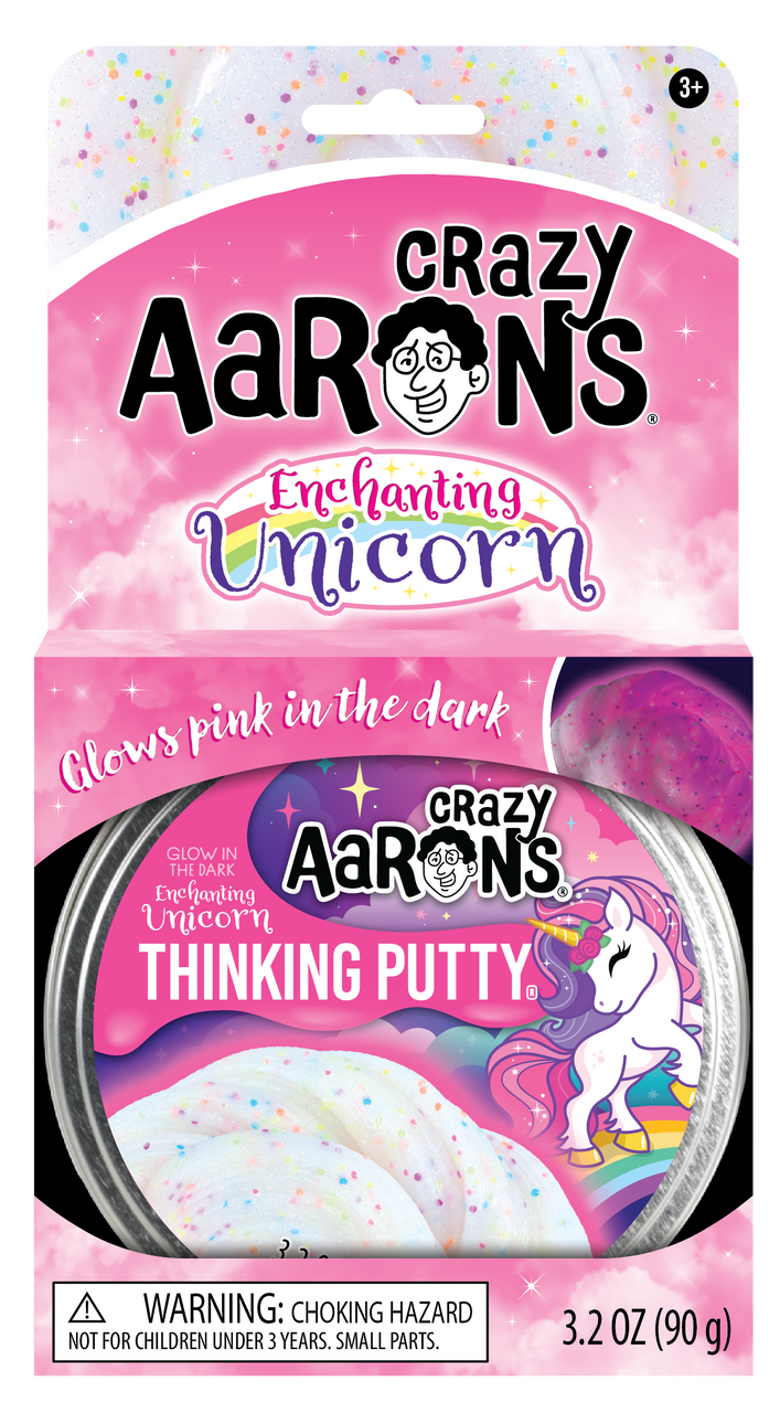 Crazy Aaron's Thinking Putty - Enchanting Unicorn Glowbrights 4" Tin