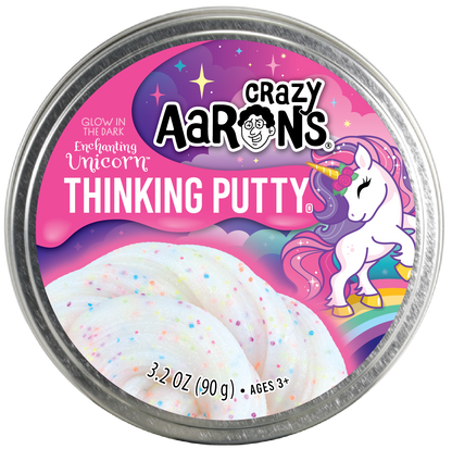 Crazy Aaron's Thinking Putty - Enchanting Unicorn Glowbrights 4" Tin