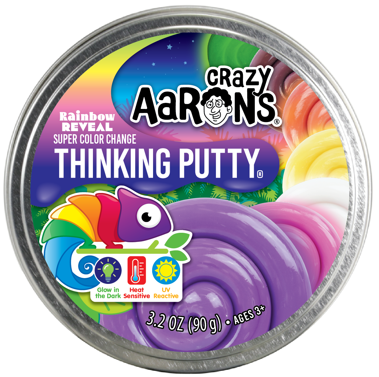 Crazy Aaron's  Thinking Putty - Rainbow Reveal 4" Tin