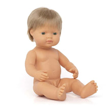 Miniland Doll 38cm - Caucasian Dark Blonde Boy Baby Doll (Undressed)