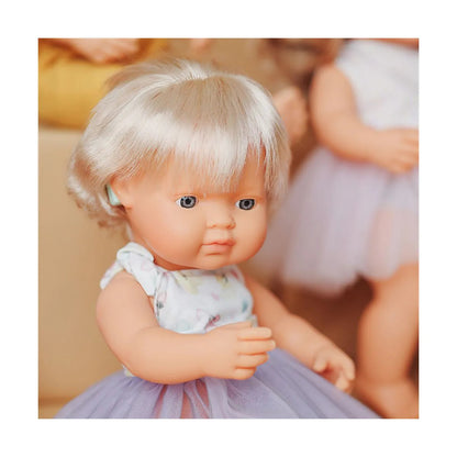 Miniland Doll 38cm - My Friends & Me - Blonde Caucasian Girl Baby Doll with Cochlear Implant