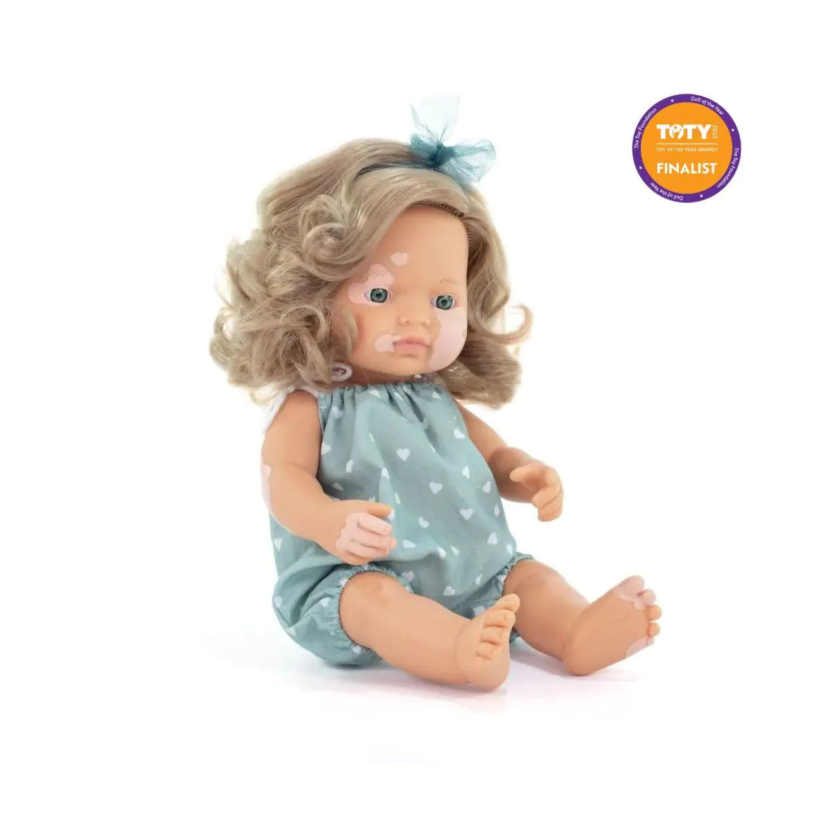 Miniland Doll 38cm - My Friends & Me - Dark Blonde Caucasian Girl Baby Doll with Vitiligo