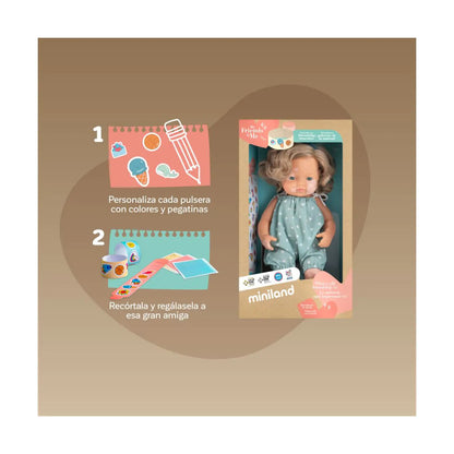 Miniland Doll 38cm - My Friends & Me - Dark Blonde Caucasian Girl Baby Doll with Vitiligo