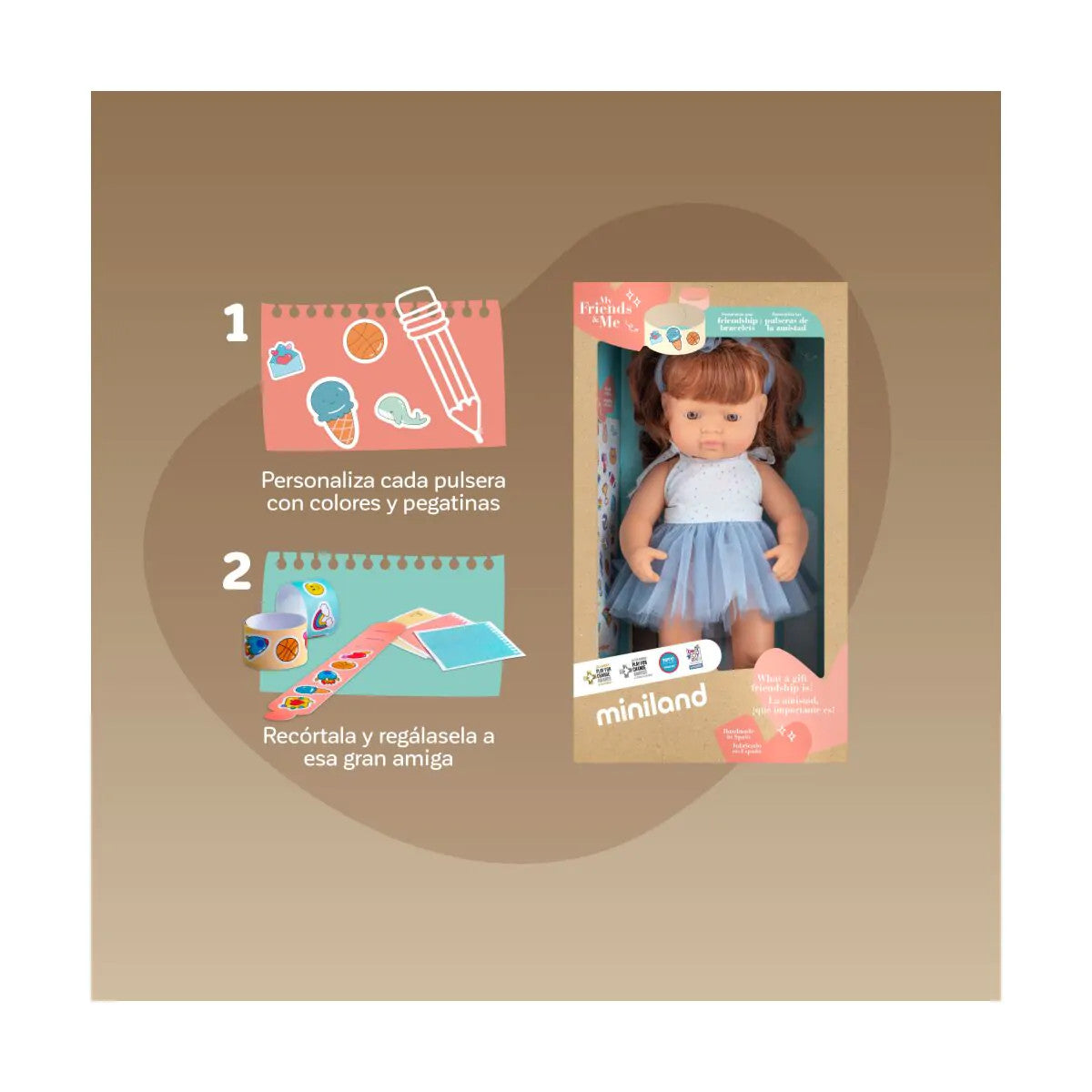 Miniland Doll 38cm - My Friends & Me - Redhead Caucasian Girl Baby Doll