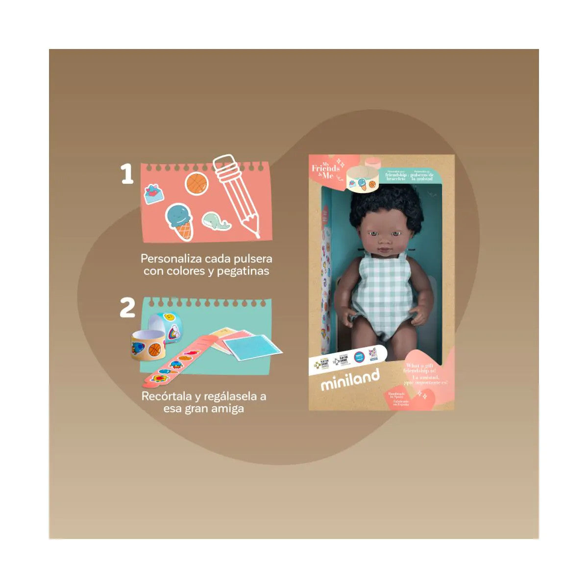 Miniland Doll 38cm - My Friends & Me - African Boy Baby Doll