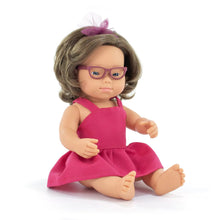 Miniland Doll 38cm - My Friends & Me - Caucasian Girl Baby Doll with Down Syndrome and Glasses