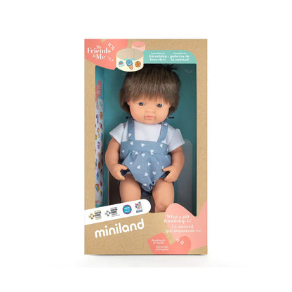 Miniland Doll 38cm - My Friends & Me - Brunette Caucasian Boy Baby Doll
