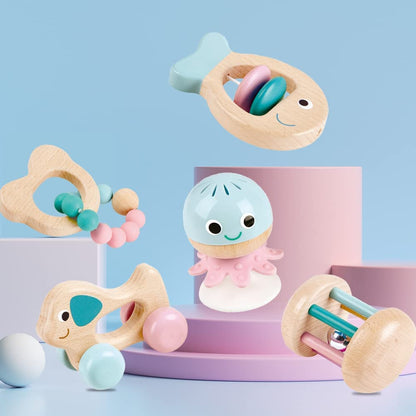 Hape - Wooden Multi-Stage Sensory Gift Set - 5 PCs