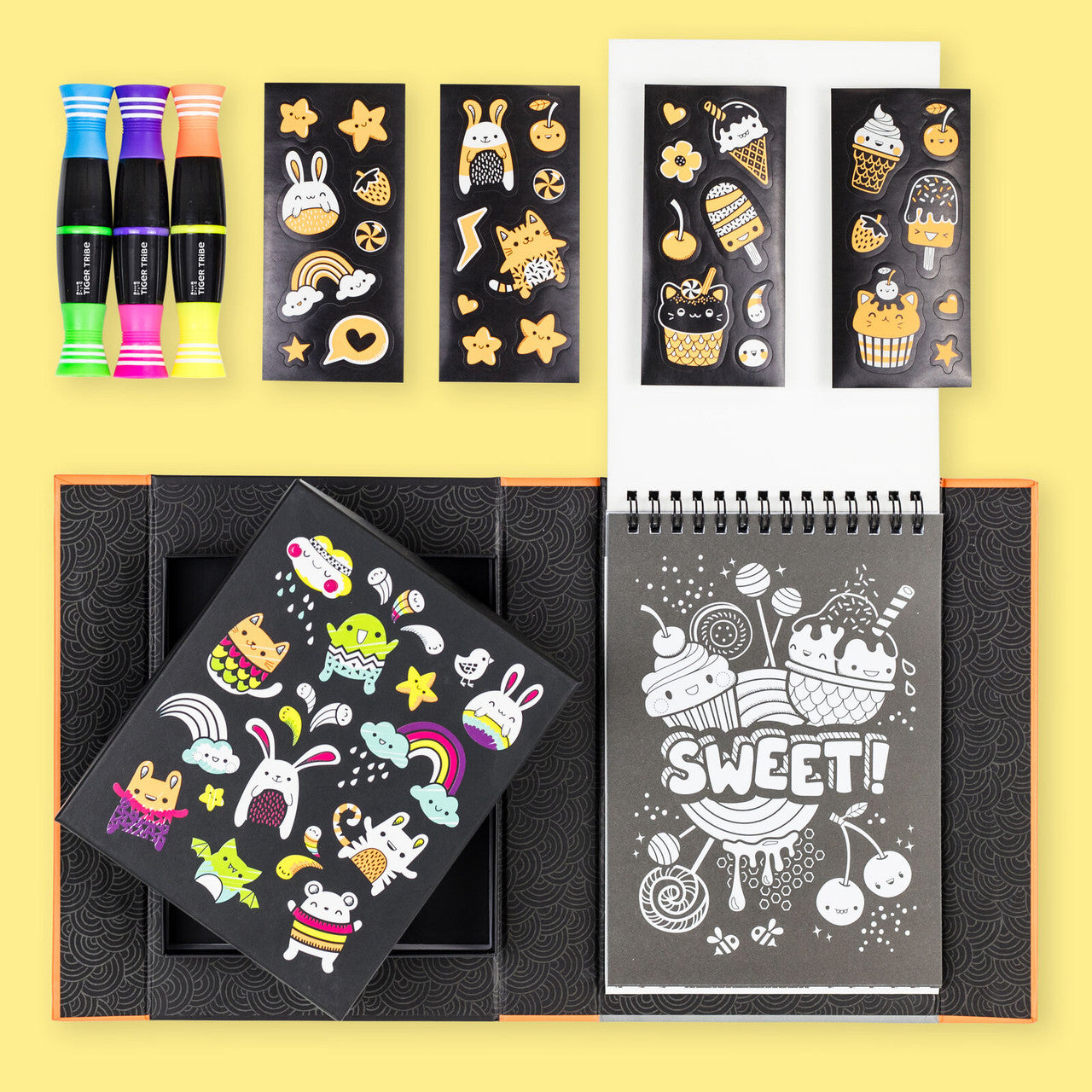 Tiger Tribe Neon Colouring Set - Glow Friends