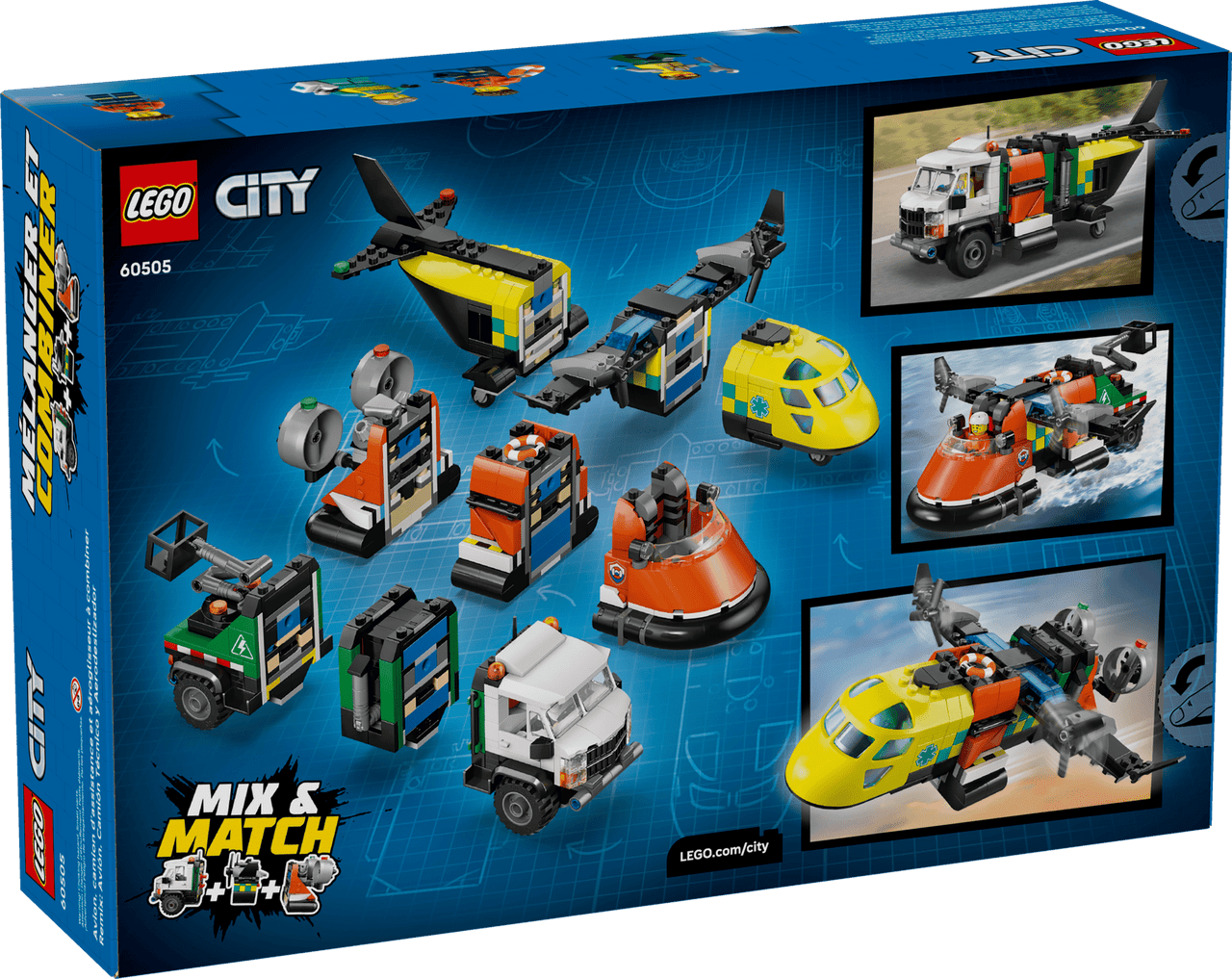  LEGO® City - Airplane, Service Truck & Hovercraft Remix 60505