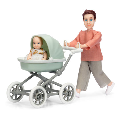 Lundby Doll's House - Father Doll with Pram and Baby Set