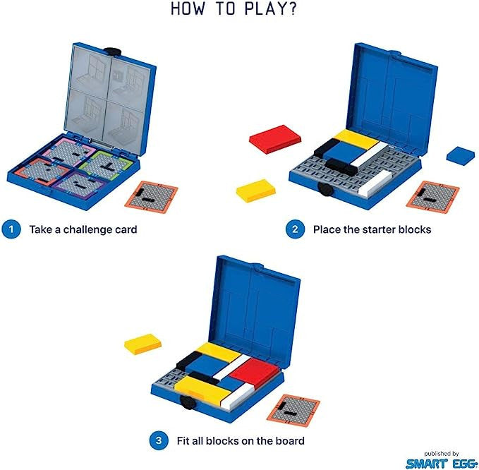 Mondrian Blocks - Blue Logic Game