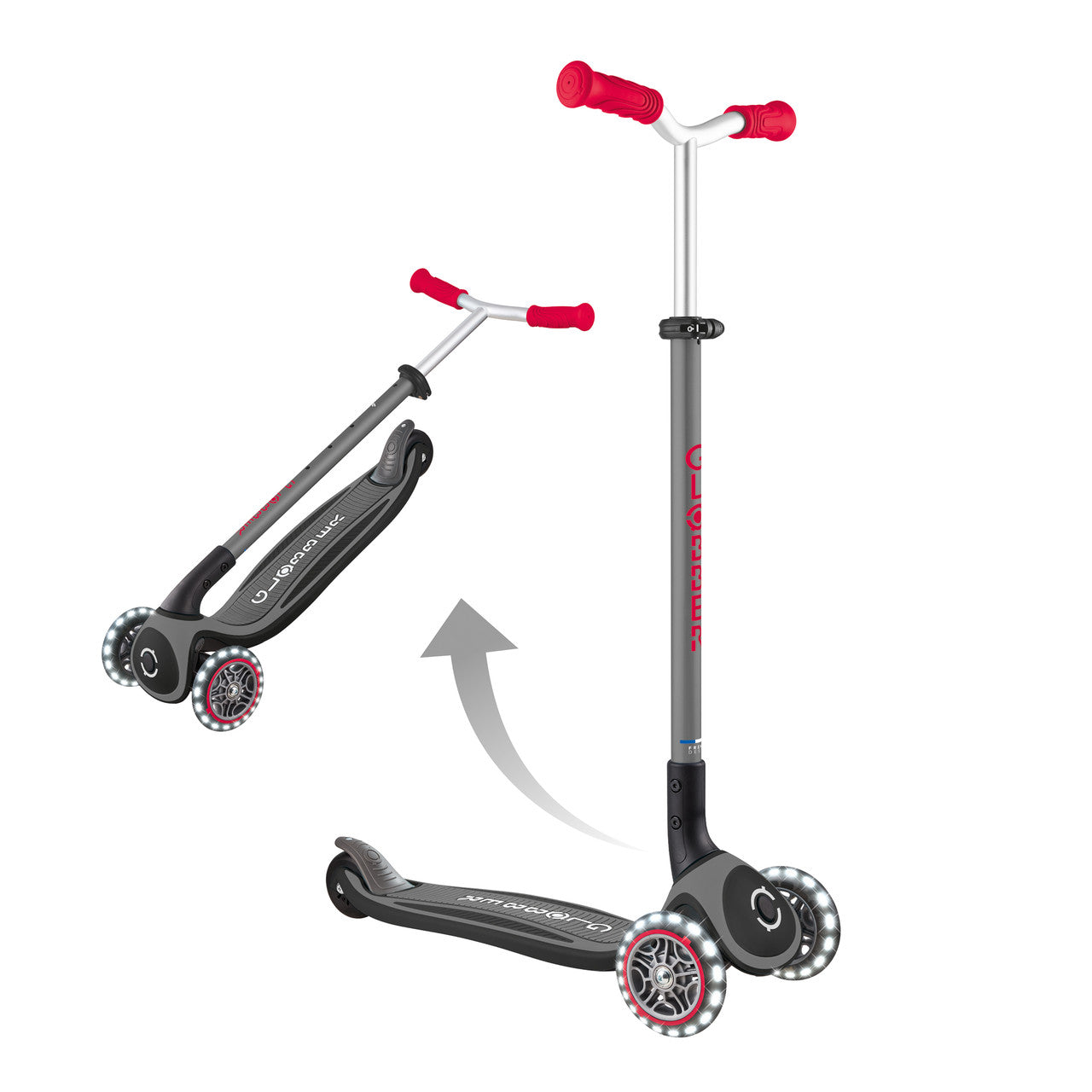 Globber MASTER Scooter with Lights - Black/Red
