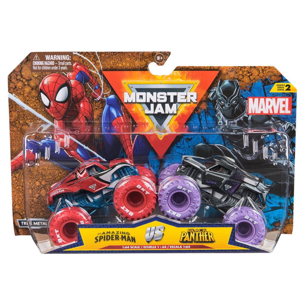 Monster Jam - Marvel Official Diecast Monster Trucks 1:64 - Spider-Man Vs. Black Panther