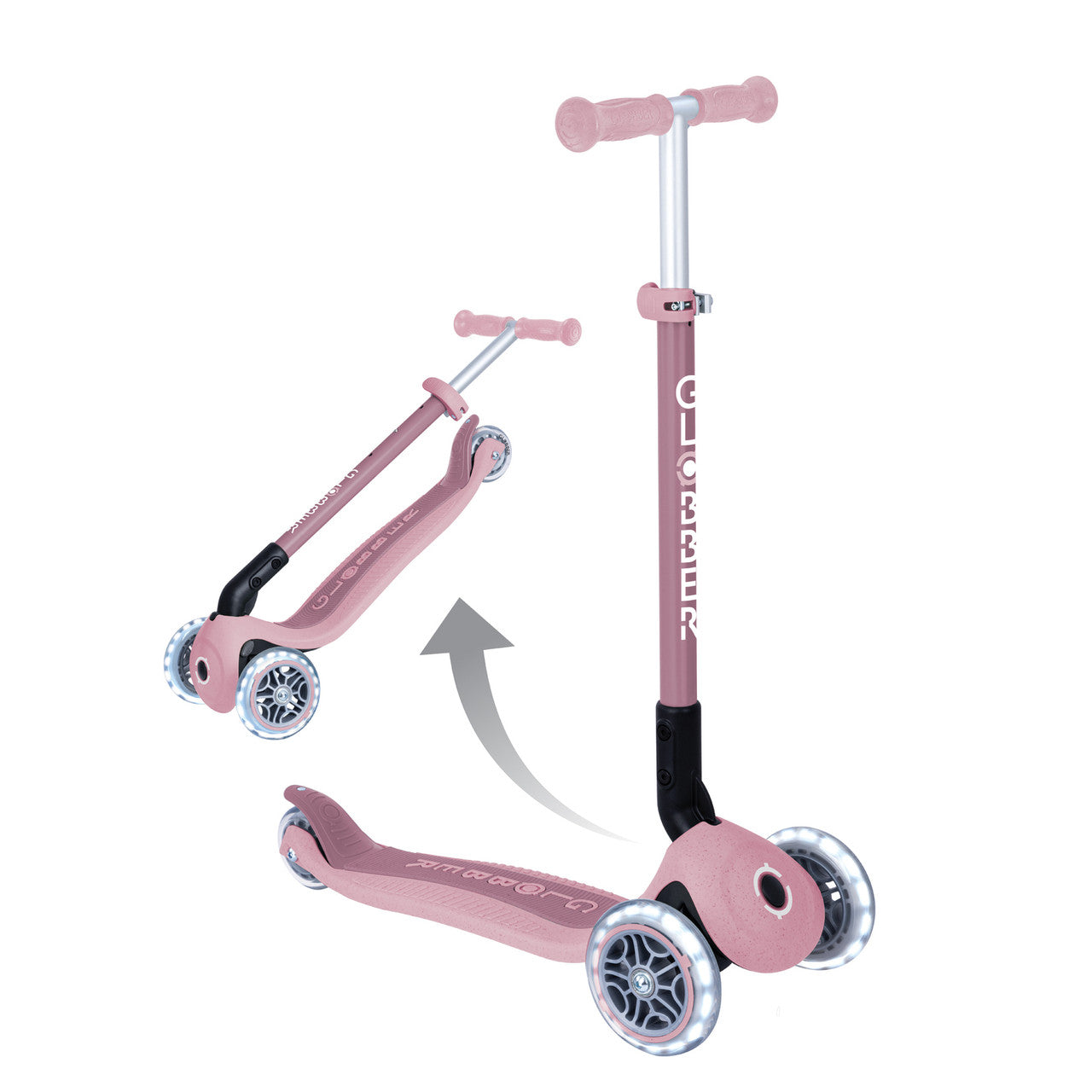 Globber - ECOLOGIC  PRIMO FOLDABLE Scooter With Lights - Berry
