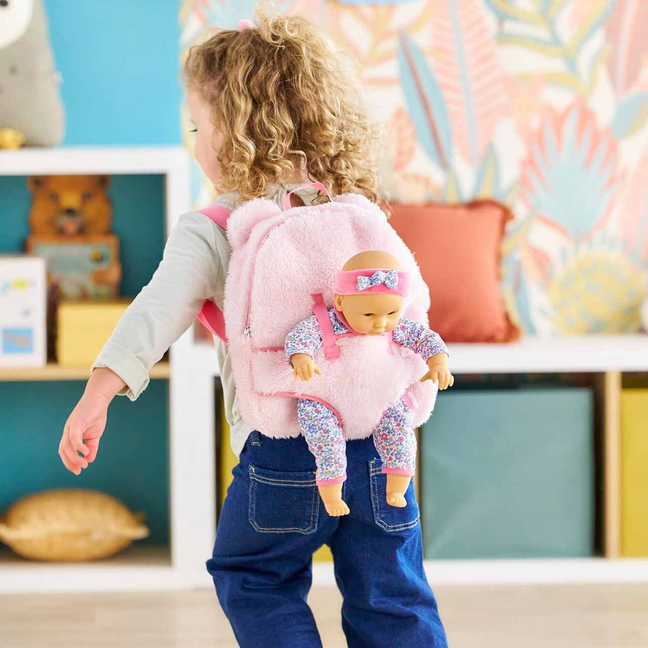Corolle - Pink Plush Backpack and Doll Carrier for Mon Premier 30cm Baby Doll