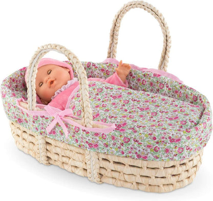 Corolle Mon Grand Poupon - Floral Wicker Baby Basket  for 36/42cm Dolls