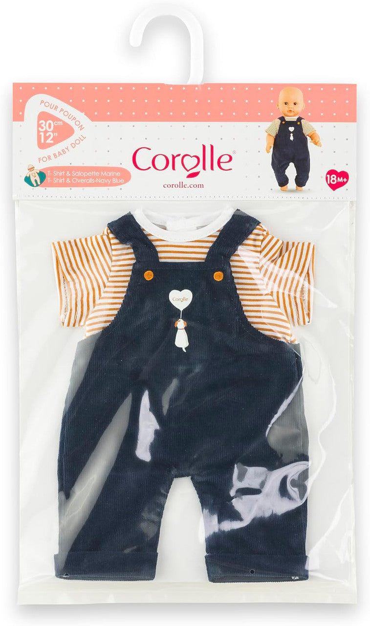 Corolle - Mon Premier Striped T-Shirt and Navy Overalls Set 30cm