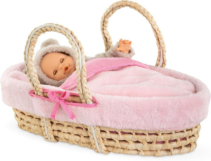 Corolle - Pink Plush Moses Basket for Corolle 36cm and 42cm Baby Dolls