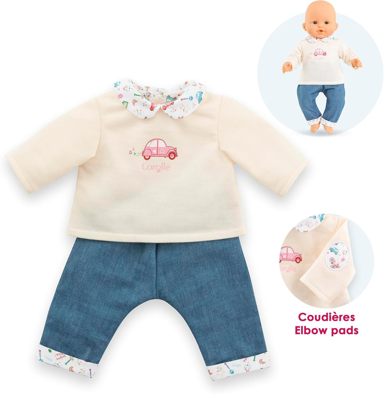 Corolle - Weekend in Paris T-Shirt and Jeans Set for Corolle 36cm Mon Grand Baby Dolls
