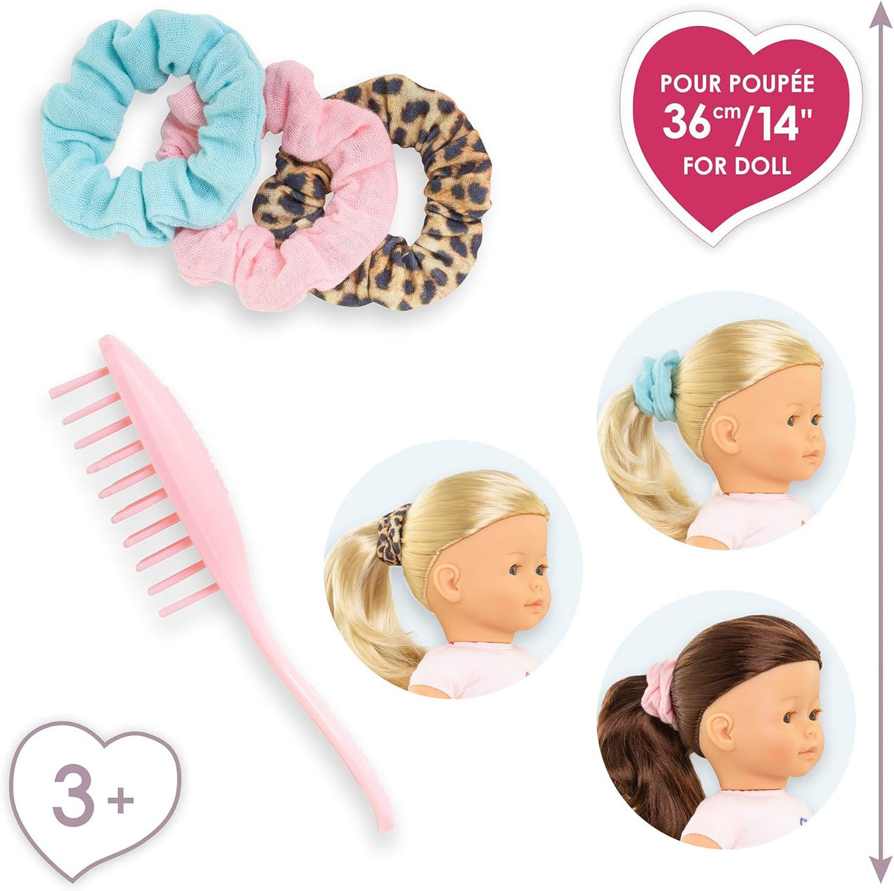 Corolle - Hair Brush and 3 Scrunchies Set for Ma Corolle 36cm Dolls
