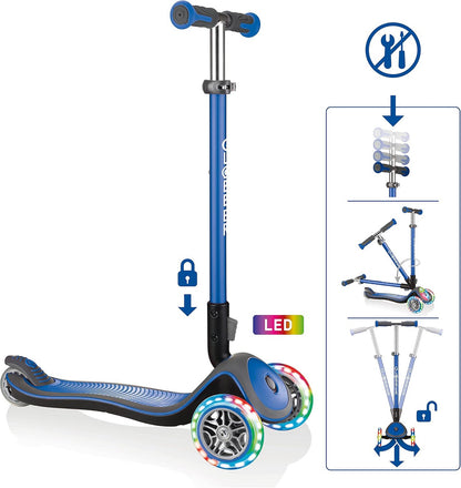 Globber - ELITE DELUXE with Lights - Navy Blue